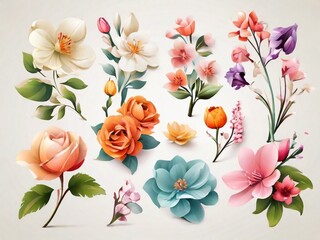 summer flower collection. illustration for poster, banner, social media. generative ai
