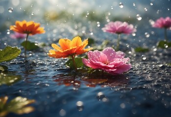 flowers and drops