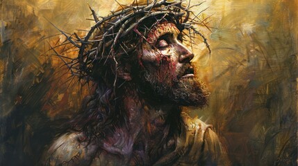 Jesus Wearing Crown of Thorns