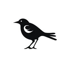 Obraz premium bird black icon on a white background in minimalism сreated with Generative Ai