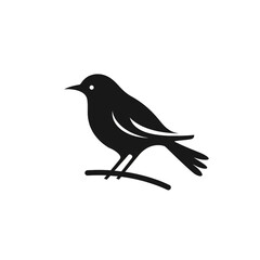 Obraz premium bird black icon on a white background in minimalism сreated with Generative Ai