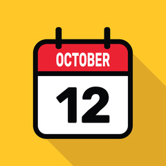 12 October Calendar Vector illustration background design.