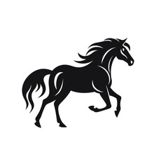 Obraz premium horse black icon on a white background in minimalism сreated with Generative Ai
