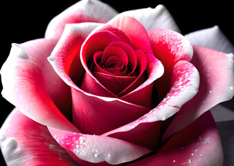 Red rose with droplets and ice water on it, romantic atmospheric Background, Generative AI