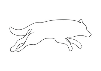 Continuous single line drawing of wolf vector illustration. Free vector