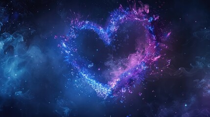 A heart-shaped display in the indigo cosmos for a magical Valentine's Day - Generative AI