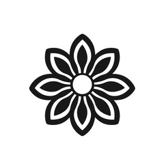 Naklejka premium flower black icon on a white background in minimalism сreated with Generative Ai