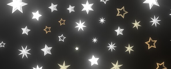 Descendant Christmas Constellations: Mind-Blowing 3D Illustration of Falling Festive Star Patterns