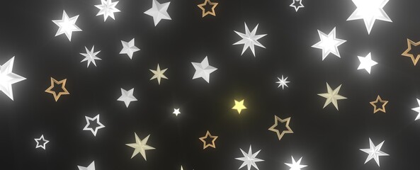 Fototapeta na wymiar Descendant Christmas Constellations: Mind-Blowing 3D Illustration of Falling Festive Star Patterns