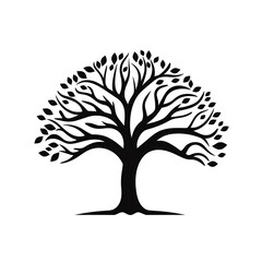 Obraz premium tree black icon on a white background in minimalism сreated with Generative Ai