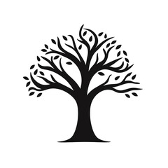 Obraz premium tree black icon on a white background in minimalism сreated with Generative Ai