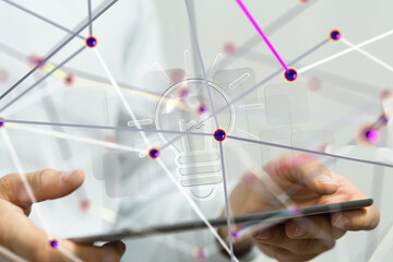 lampNeural network 3D illustration. Big data and cybersecurity - 3d