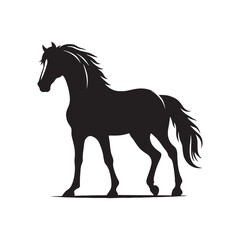 Equestrian Elegance: Vector Horse Silhouette Collection for Equine Designs, Equestrian Illustrations, and Western-themed Artwork. Black Horse vector.