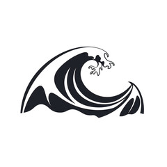 wave black icon on a white background in minimalism сreated with Generative Ai