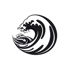 Fototapeta premium wave black icon on a white background in minimalism сreated with Generative Ai
