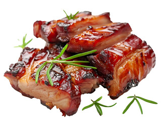 Chinese BBQ Pork isolated. Solid white background PNG