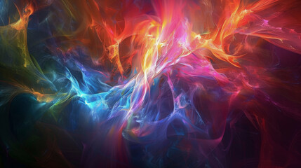 A colorful space with a blue and red swirl