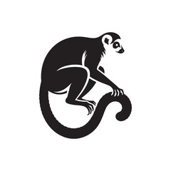 Jungle Jesters: Vector Lemur Silhouette Collection for Playful Wildlife Designs, Tropical Illustrations, and Rainforest-themed Artwork. - obrazy, fototapety, plakaty