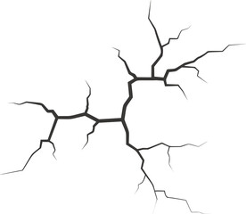 Wall cracks with broken texture. Ground earthquake effect. Hole lines on earth and ice. Rock destruction scratch.