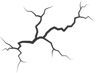 Wall cracks with broken texture. Ground earthquake effect. Hole lines on earth and ice. Rock destruction scratch.