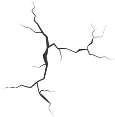 Wall cracks with broken texture. Ground earthquake effect. Hole lines on earth and ice. Rock destruction scratch.