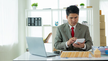Business consultant working and brainstorming new financial investment project The process of successful business growth Close-up human hands arrange wooden blocks with business strategy