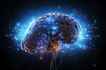 Human brain on technology background. Concept of human intelligence.