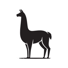 Obraz premium South American Serenity: Vector Llama Silhouette Collection for Andean Designs, Wildlife Illustrations, and Nature-themed Artwork. Black vector llama.
