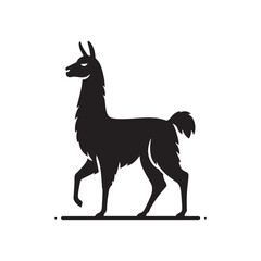 South American Serenity: Vector Llama Silhouette Collection for Andean Designs, Wildlife Illustrations, and Nature-themed Artwork. Black vector llama.
