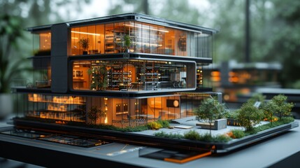Architectural Model of a Modern Multi-Story Building