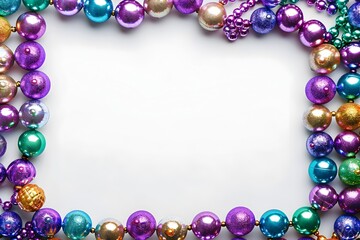 Vibrant Mardi Gras Beads Frame, To add a festive and celebratory touch to any design project, such as party invitations, event posters, or