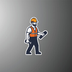 Logo construction worker flat design