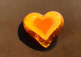 Obraz premium Red heart lying on the beach in a squeak of romance and atmosphere, Generative AI