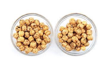 Roasted Chickpeas in Glass Bowls on White Surface