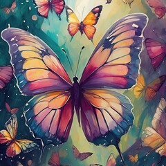 butterfly on a flower design texture background ai generative 