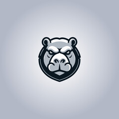 Logo hippopotamus cyberpunk design portrait