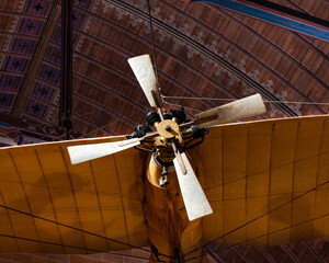 closeup of a an old wooden plane propeller 