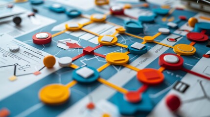 Business process optimization workshop with flowcharts and diagrams