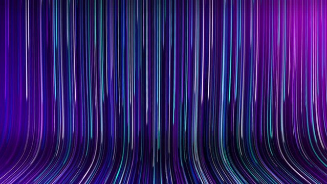 Seamless loop blue, green and purple futuristic particle beam stream, digital data flow. Dynamic pattern with power rays and light. 4K.