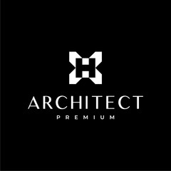 Obraz premium H letter architecture logo vector icon illustration