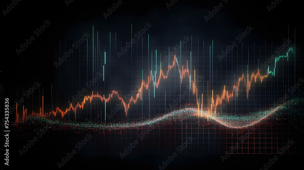 Poster trading chart and graphical pattern on a dark background modern business concept