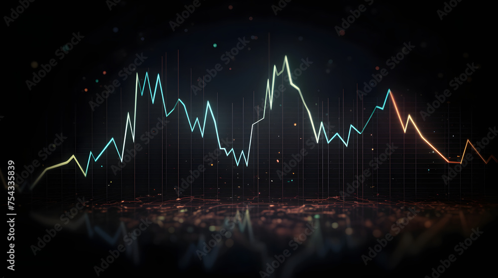 Poster trading chart and graphical pattern on a dark background modern business concept