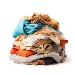 pile of folded clothes on a white background сreated with Generative Ai