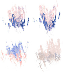 Painting shapes collection, hand drawn abstract isolated elements shapes spots set in blue pink pastel color on transparent background, watercolor painting abstract hand drawn textures