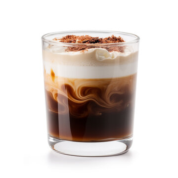 coffee in a transparent glass on a white background сreated with Generative Ai
