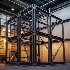 Fototapeta premium Modern Steel Frame Construction at Twilight. Generative ai