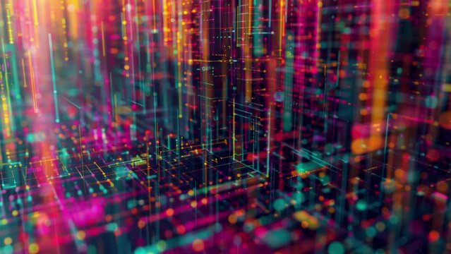 cyber connected abstract city scene of data and code made with generative AI