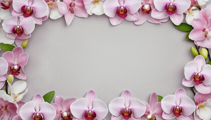 Fototapeta na wymiar exquisite orchid petals as a frame border, isolated with negative space for layouts
