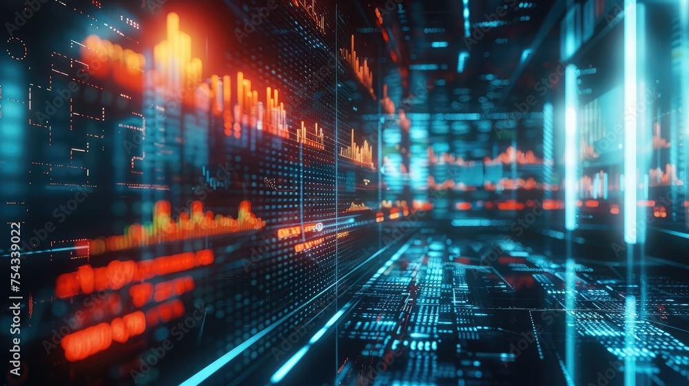 Aufkleber Background image containing financial charts and symbols, modern. Generative AI.