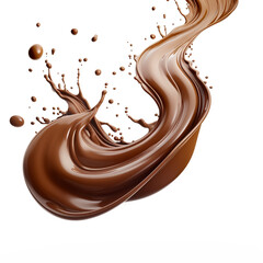 chocolate flowing on a white background сreated with Generative Ai